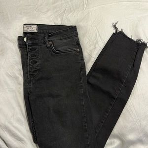 Free People Black Skinny Jeans, size w 28, frayed bottoms